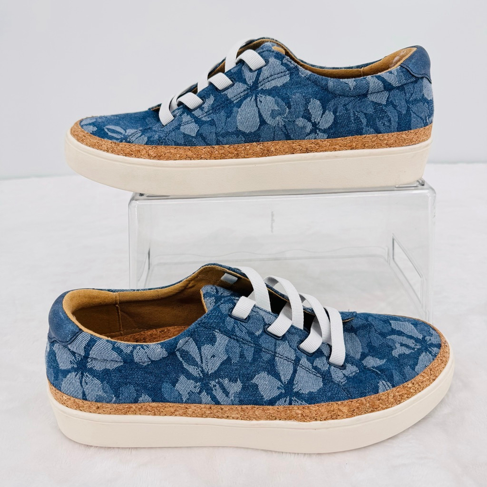 Revitalign Hermosa Sneakers Blue Denim Floral Orthotic Gore Lace Up
